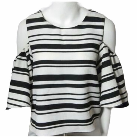 Akita Cut out Top Stripe Black White Size M - Picture 8 of 8